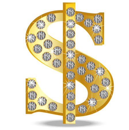 symbol of dollar with diamonds on a white background,  vector  illustrationのイラスト素材
