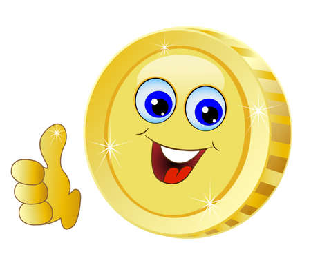 brilliant gold coin on a white background,  vector  illustrationのイラスト素材
