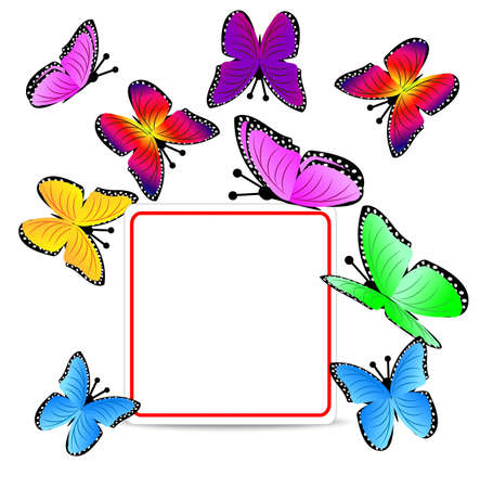 beautiful background with butterflies, vector illustrationのイラスト素材