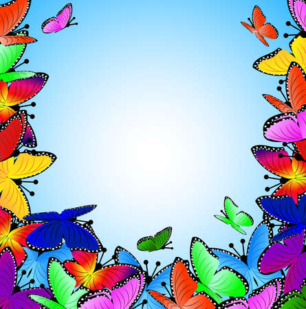 beautiful background with butterflies, vector illustrationのイラスト素材