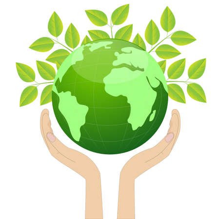 planet earth in handsのイラスト素材