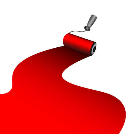 painter roller dyes a red paintのイラスト素材