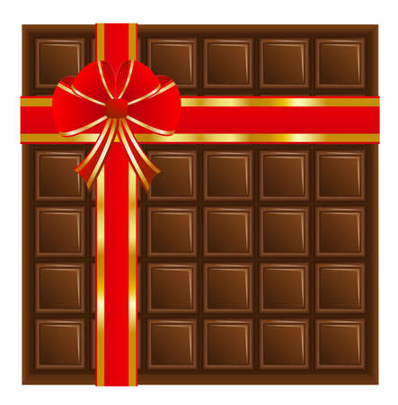 chocolate with a red ribbonのイラスト素材