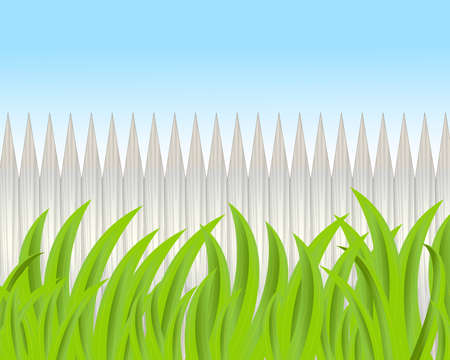 green grass on a background a wooden fence,vector illustrationのイラスト素材