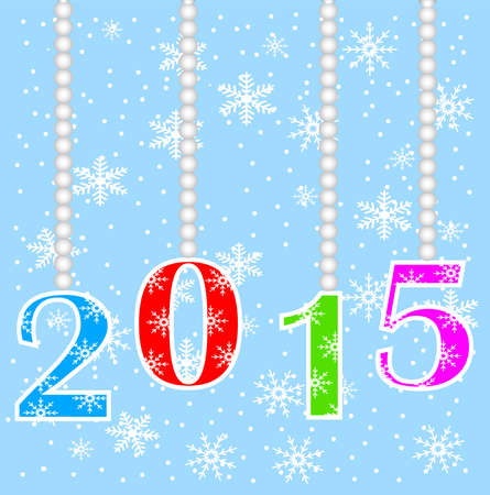 numbers 2015 on a blue background with snowflakes,vector illustrationのイラスト素材