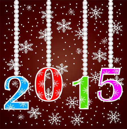 numbers 2015 on a claret background with snowflakes,vector illustrationのイラスト素材