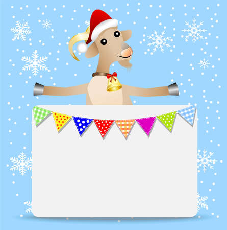 merry goat and greeting-card with a garland,  vector  illustrationのイラスト素材