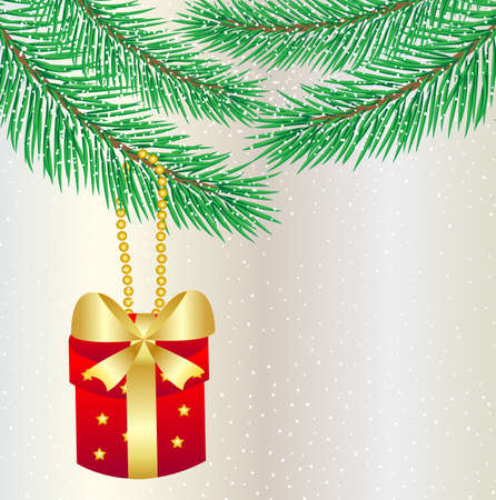 gift hangs on a christmas tree,vector illustrationのイラスト素材