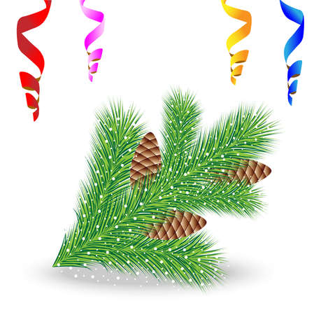 branch of christmas tree with cones,vector illustrationのイラスト素材