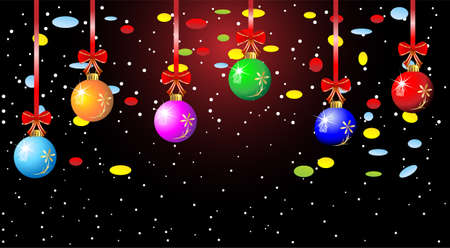 festive christmas background with balls,  vector  illustrationのイラスト素材