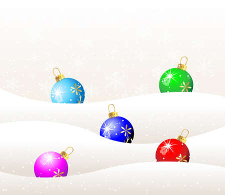 christmas toys balls on to snow,vector illustrationのイラスト素材