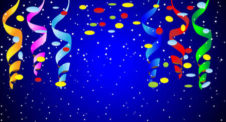 festive christmas background with green branches and serpentine,  vector  illustrationのイラスト素材