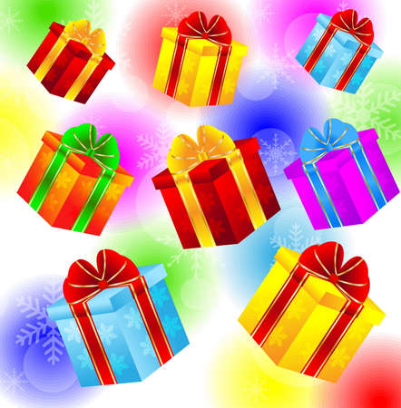 gifts on a bright christmas background,  vector  illustrationのイラスト素材