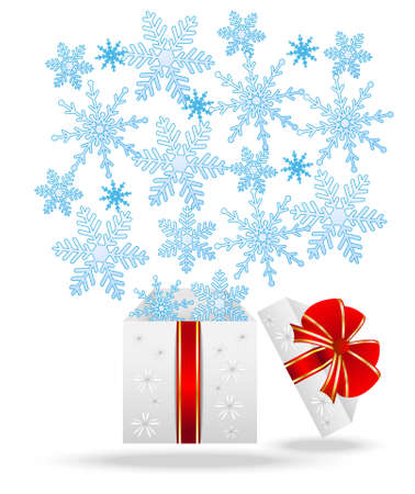 gift box with blue snowflakesのイラスト素材