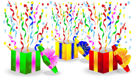 gift boxes with a serpentineのイラスト素材