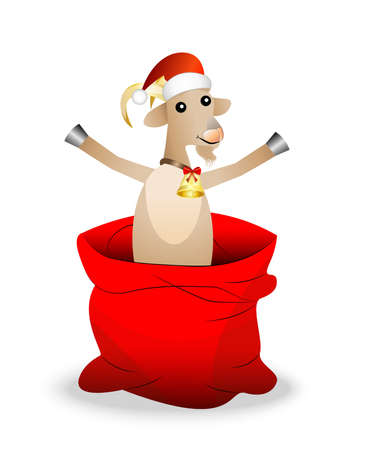 merry goat in a sack on a white backgroundのイラスト素材
