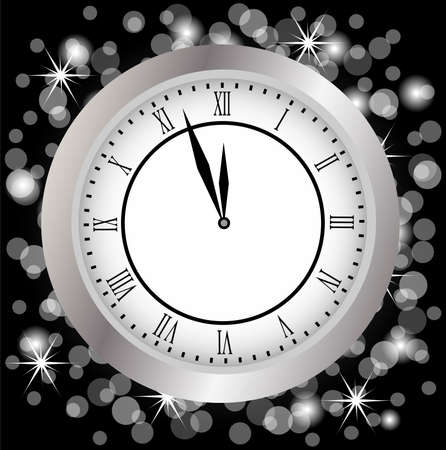 clock on a christmas background,  vector  illustrationのイラスト素材