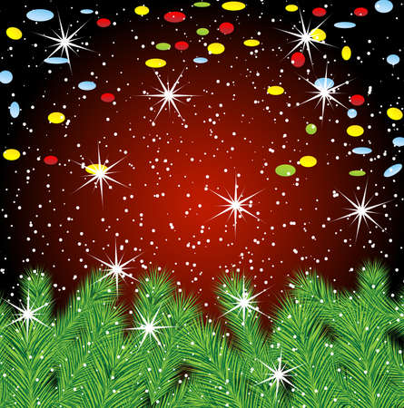 festive christmas background with green branches, vector  illustrationのイラスト素材