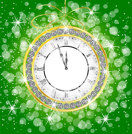 clock with jewels on a festive background,  vector  illustrationのイラスト素材