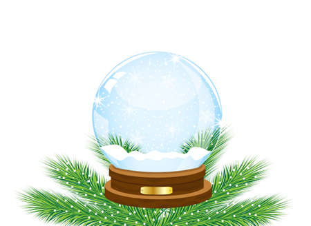 glass festive ball on the green branches of fir-tree,vector illustrationのイラスト素材