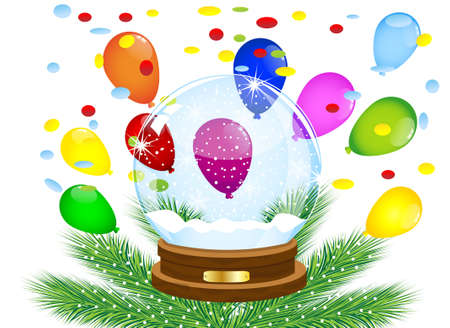 glass festive ball and bright air marbles,vector illustrationのイラスト素材