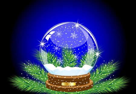 glass festive ball on the green branches of fir-tree,vector illustrationのイラスト素材