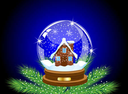 glass festive ball with a house inwardly,vector illustrationのイラスト素材