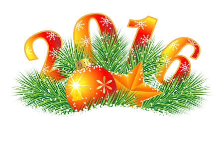 Christmas card with numbers 2016, vector illustrationのイラスト素材