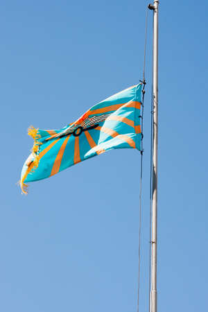 Raising of a flag of aircraft on a background of the blue skyのeditorial素材