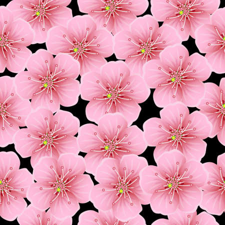 Seamless background with pink flowers,  vector  illustrationのイラスト素材