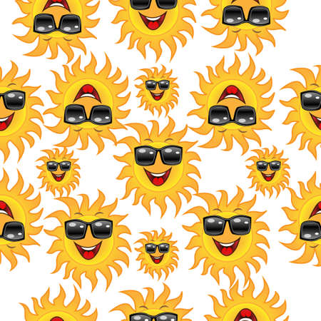 Seamless background with a cheerful sun glasses, vector illustrationのイラスト素材