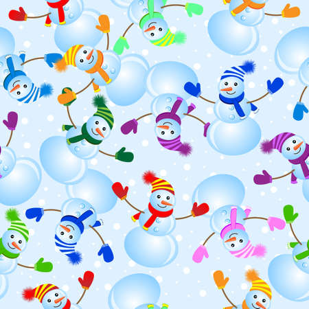 Seamless background with snowman, vector illustrationのイラスト素材