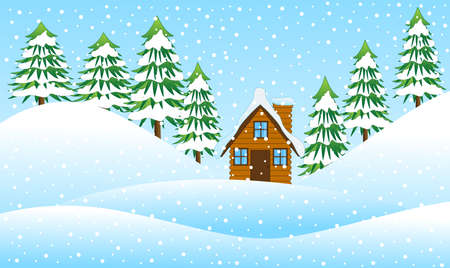 house on the edge of the forest, vector illustrationのイラスト素材