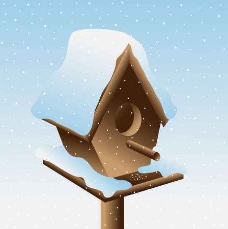 Birdhouse on a background of blue sky, vector illustrationのイラスト素材