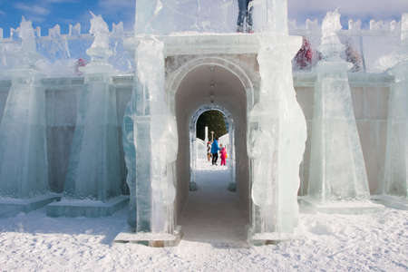 PERM, Russia, February, 06.2016: beautiful ice sculptures on the Esplanade,  Lenina Streetのeditorial素材