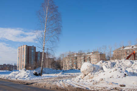 PERM, RUSSIA, Feb, 06.2016: Winter urban landscape, street Makarenkoのeditorial素材