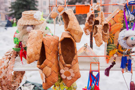 PERM, RUSSIA - March 13, 2016: Sales of gifts and souvenirs in celebration of Maslenitsaのeditorial素材