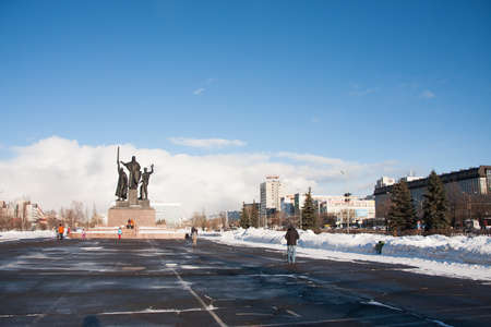 PERM, RUSSIA - March 13, 2016: Monument to the Heroes of the front and rear on the Esplanadeのeditorial素材