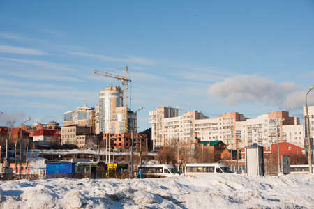 PERM, RUSSIA - March 13, 2016: City winter landscape, street Peter and Paulのeditorial素材