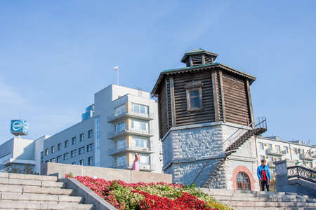 Ekaterinburg, Russia - September 24.2016:  City landscape,  Water tower, street Bitterのeditorial素材
