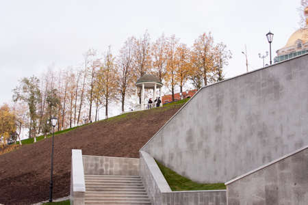Perm, Russia - September 28,2016: Quay of the river in autumn dayのeditorial素材