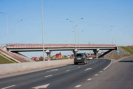 Tyumen, Russia - October 01.2016: New modern road junction and car traffic