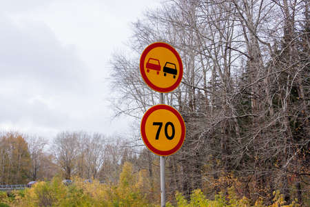 Yekaterinburg, Russia -  Traffic signs on the roadのeditorial素材