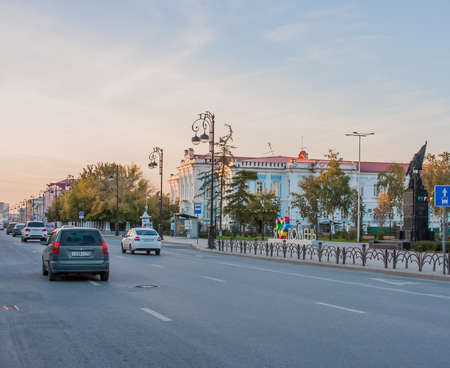 Tyumen, Russia - October 01.2016:  City landscape with streets and roadのeditorial素材