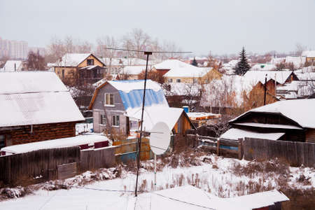 Tyumen, Russia -  Rural landscape in the winter eveningの写真素材