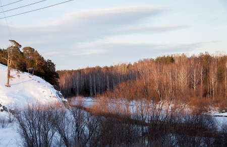Winter landscape on river Chusovaya, Sverdlovsk region,  Russia