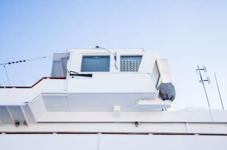 Fragment of a motor ship with a ship captain's cabinのeditorial素材