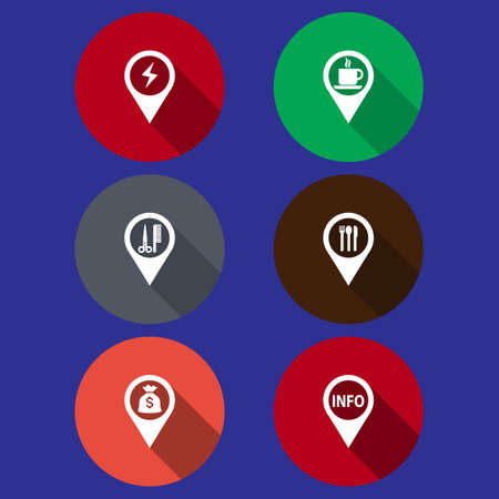 Vector navigation pointers of map.  flat design with long shadowsのイラスト素材