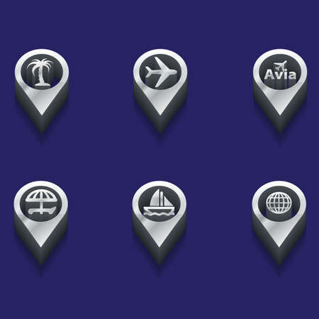 black and white travels icons. isometric styles. Vectorのイラスト素材