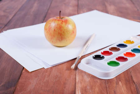 Pencils and watercolors. back to schoolの写真素材